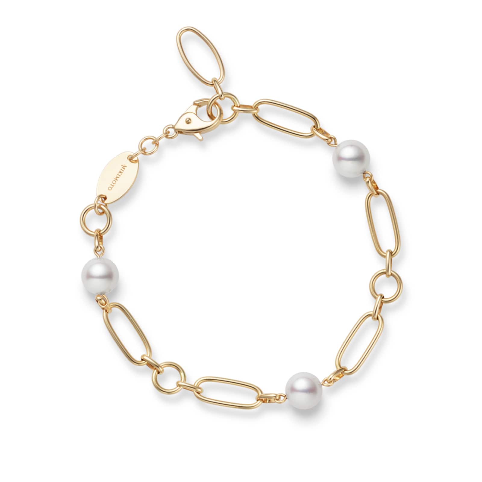 Mikimoto 18k Yellow Gold Akoya Pearl M Code Chain Bracelet 18cm Mikimoto 18k Yellow Gold Akoya Pearl M Code Chain Bracelet 18cm