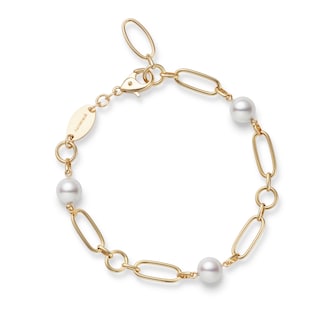 Mikimoto 18k Yellow Gold Akoya Pearl M Code Chain Bracelet 18cm Mikimoto 18k Yellow Gold Akoya Pearl M Code Chain Bracelet 18cm