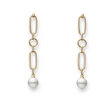 Mikimoto 18k Yellow Gold M Code Akoya Cultured Pearl Drop Earrings