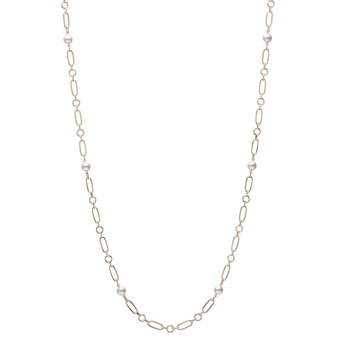 Mikimoto 18k Yellow Gold M Code A+ Akoya Cultured Pearl Chain Necklace 24"