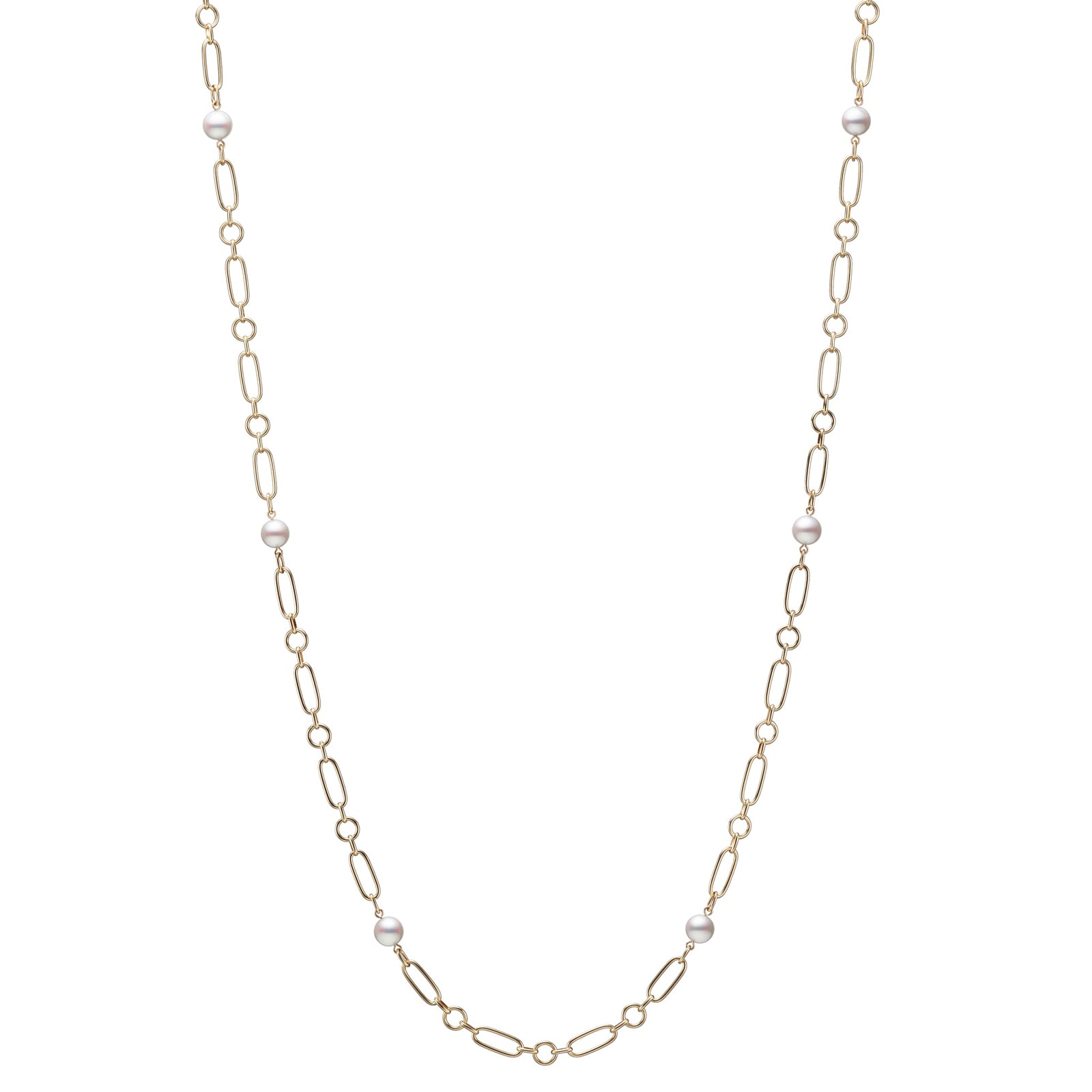 Mikimoto 18k Yellow Gold M Code A+ Akoya Cultured Pearl Chain Necklace 24" Mikimoto 18k Yellow Gold M Code A+ Akoya Cultured Pearl Chain Necklace 24"