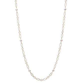 Mikimoto 18k Yellow Gold M Code A+ Akoya Cultured Pearl Chain Necklace 24" Mikimoto 18k Yellow Gold M Code A+ Akoya Cultured Pearl Chain Necklace 24"