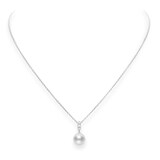 Mikimoto 18ct White Gold 0.12ct Diamond & A+ Pearl Morning Dew Pendant