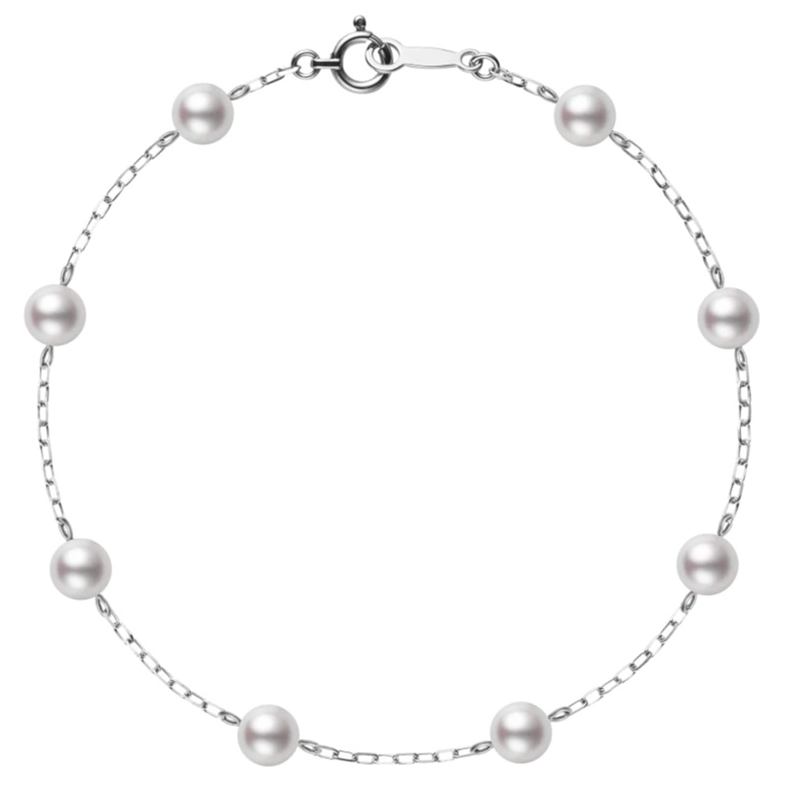 Mikimoto 18k White Gold 5.5-6mm Pearl Chain Bracelet