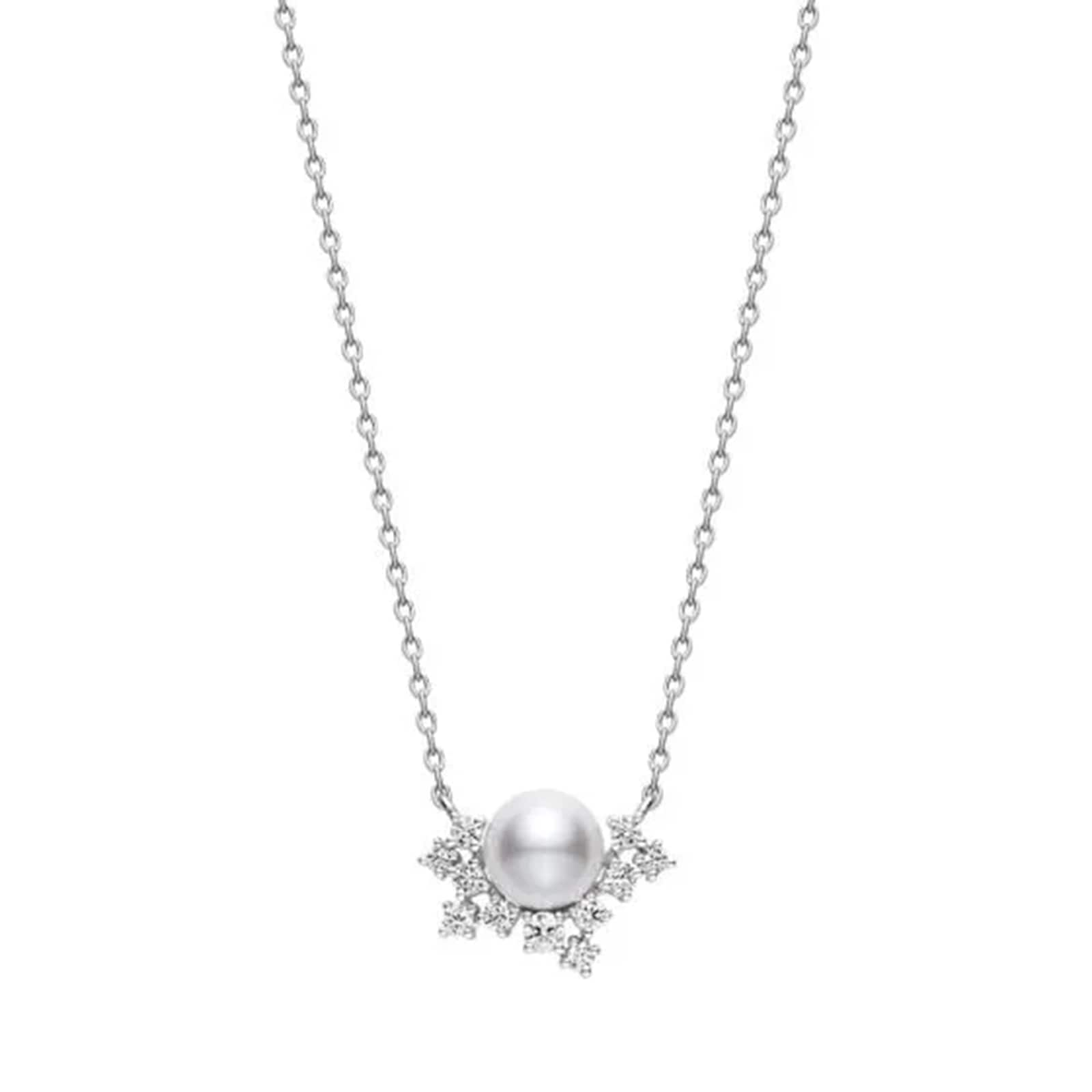 Mikimoto Classic Elegance 18ct White Gold 6.75mm Akoya Pearl & 0.17ct Diamond Pendant