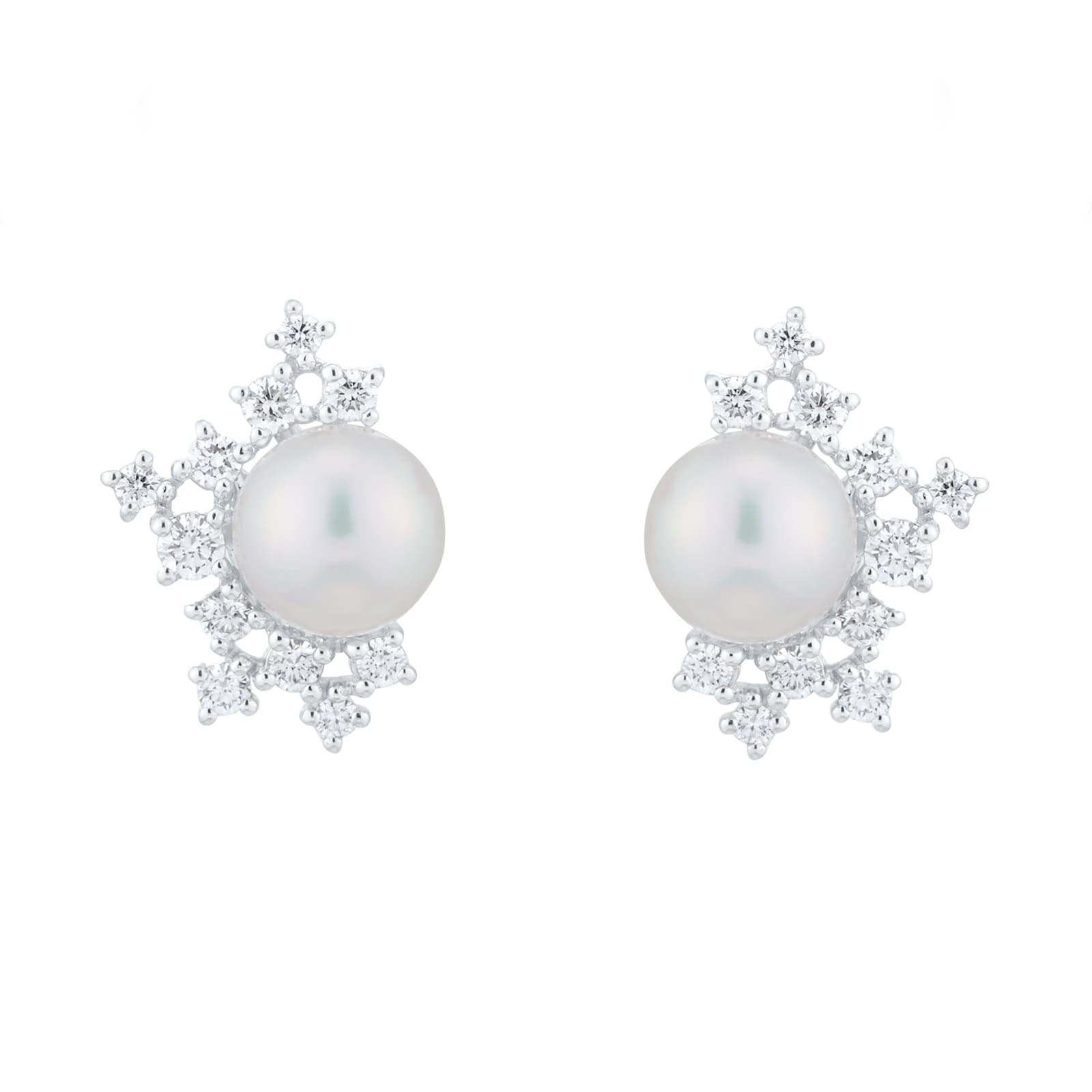 Classic Elegance 18ct White Gold 6.5mm Akoya Pearl & 0.28ct Earrings