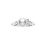 Mikimoto Classic Elegance 18ct White Gold 7.75mm Akoya Pearl & 0.21ct Diamond Ring  - Ring Size K