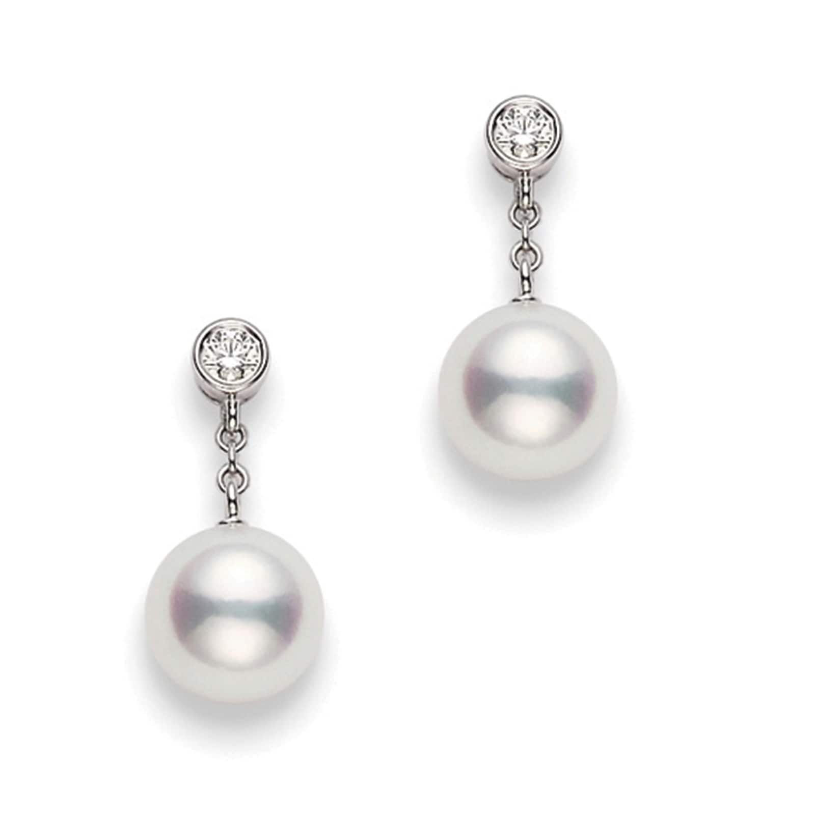 Classic Collection 8mm Akoya Pearl & 0.16ct Diamond Earrings