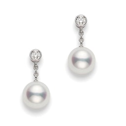 37401591 - Classic Collection 8mm Akoya Pearl & 0.16ct Diamond Earrings