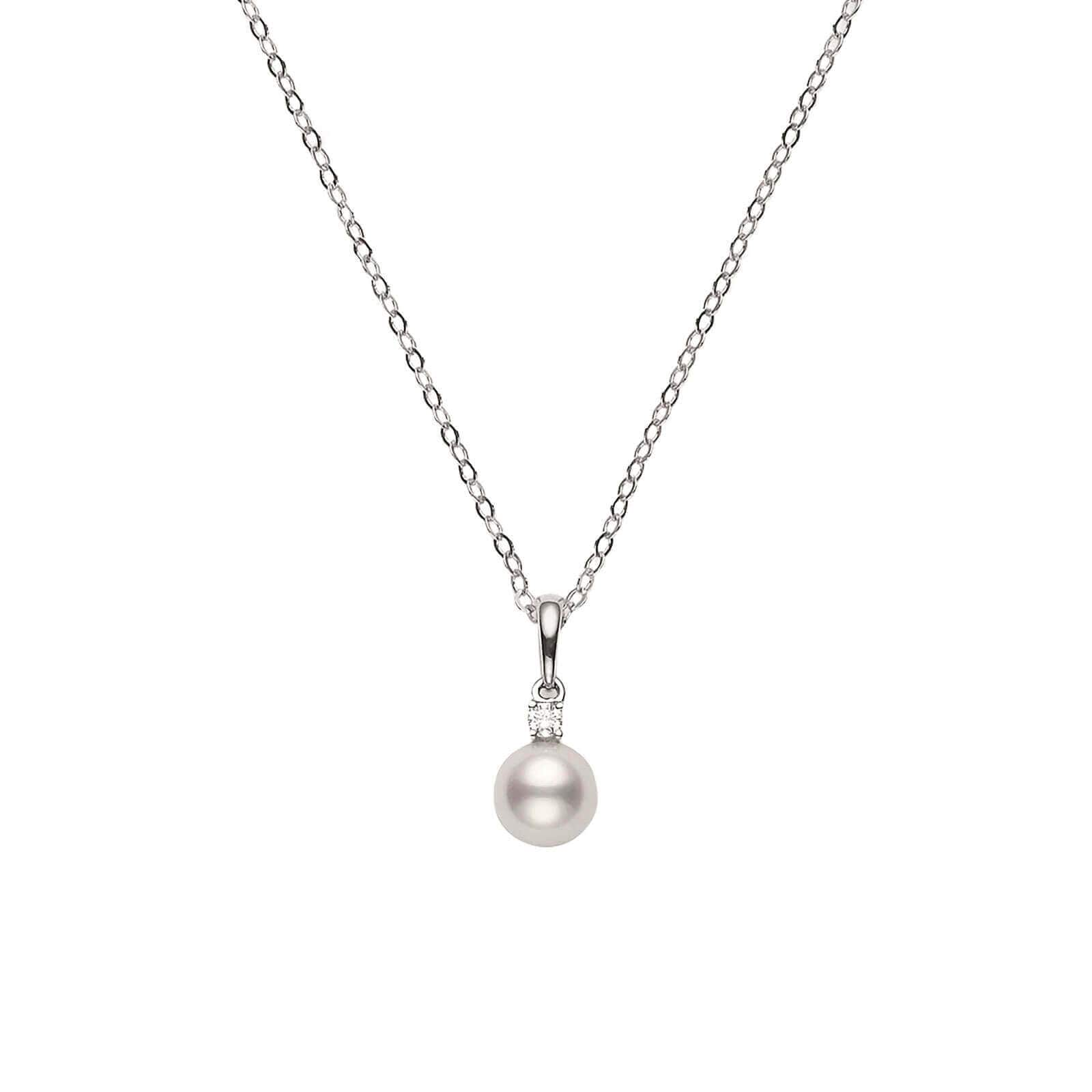 Mikimoto Classic Collection 7x7.5mm Grade AA Akoya Pearl & 0.05ct Diamond Pendant