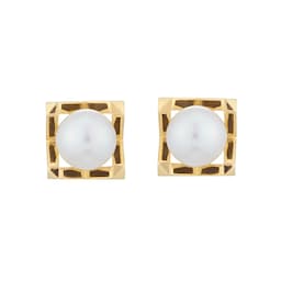 37401606 - M Collection 18ct Yellow Gold 6.25mm Akoya Pearl Stud Earrings