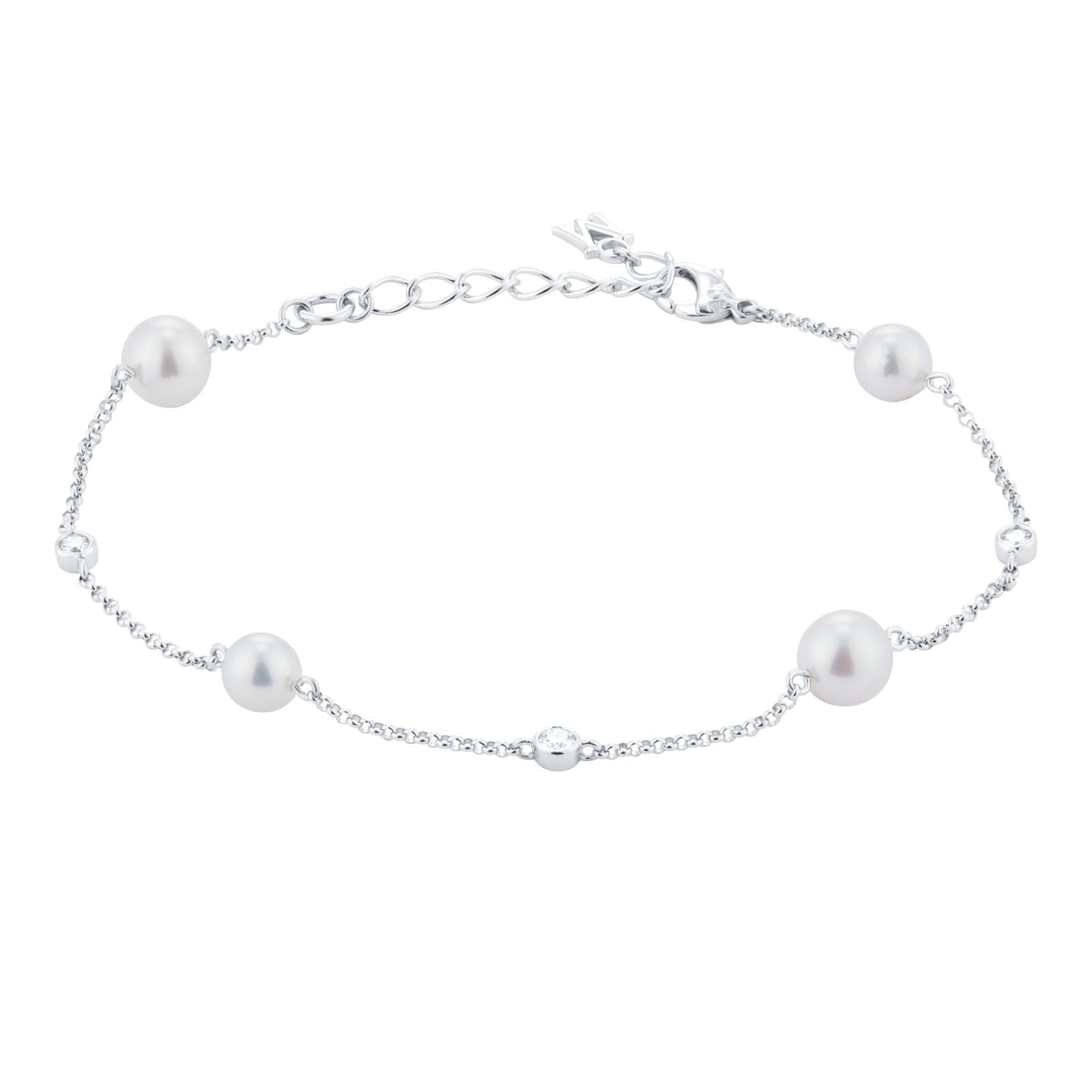 Mikimoto Classic Collection 5.5-6.5mm Akoya Pearl & 0.15ct Diamond Bracelet