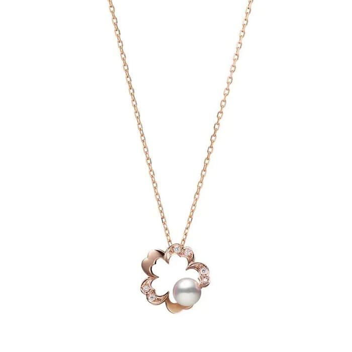 Mikimoto Cherry Blossom 6.5mm Akoya Pearl & 0.07ct Diamond Pendant