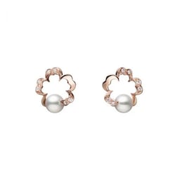 37401618 - Cherry Blossom 6.00mm Akoya Pearl & 0.05ct Diamond Earrings
