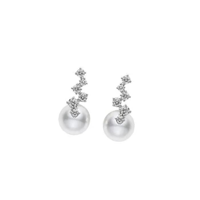 Mikimoto Starry Night 8.25mm Akoya Pearl & 0.42ct Diamond Earrings