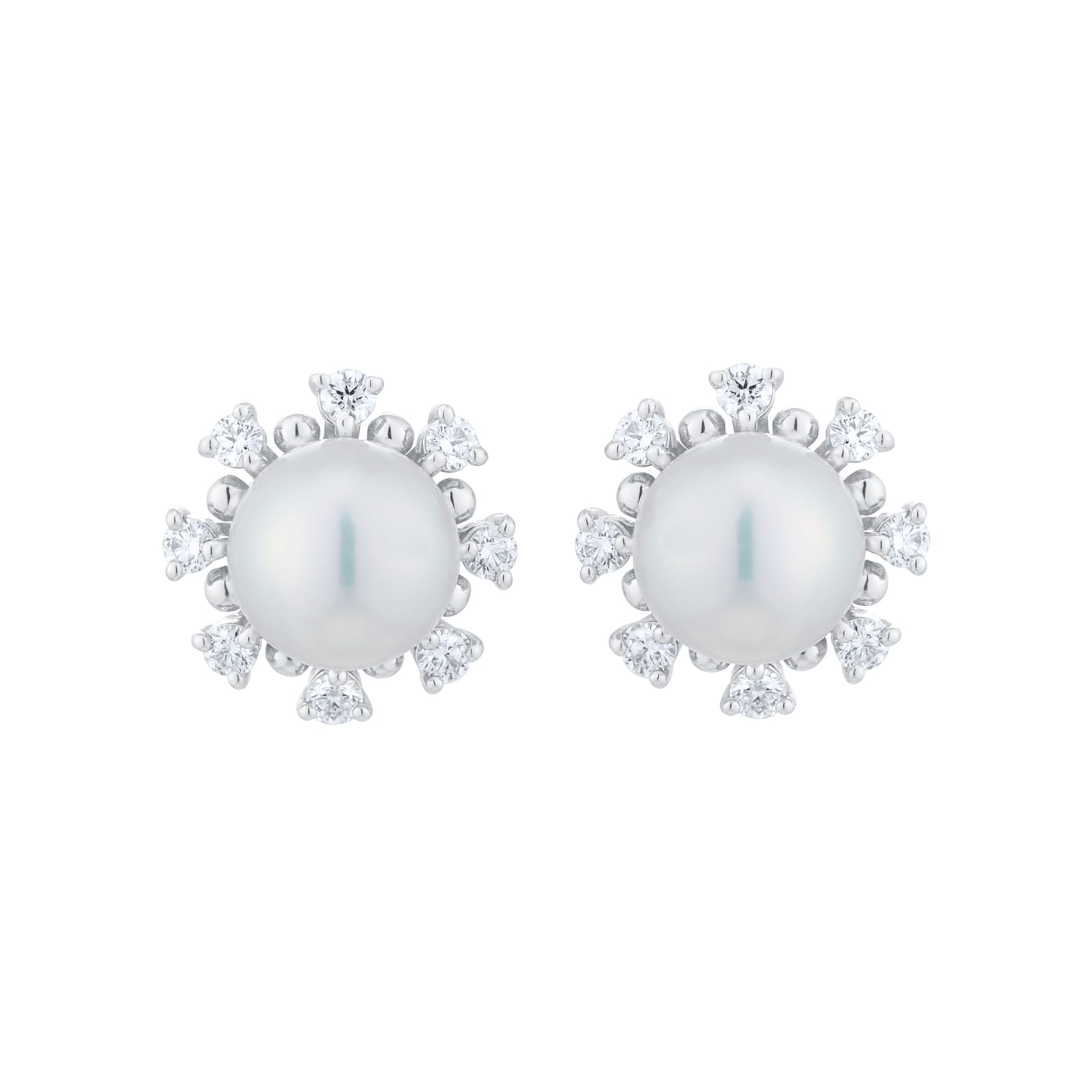 Classic Elegance 7.5mm Akoya Pearl & 0.18ct Diamond Earrings image