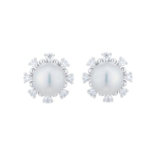Mikimoto Classic Elegance 7.5mm Akoya Pearl & 0.18ct Diamond Earrings