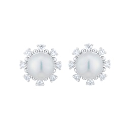 37401627 - Classic Elegance 7.5mm Akoya Pearl & 0.18ct Diamond Earrings
