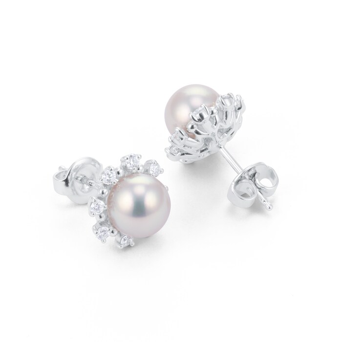 Mikimoto Classic Elegance 7.5mm Akoya Pearl & 0.18ct Diamond Earrings
