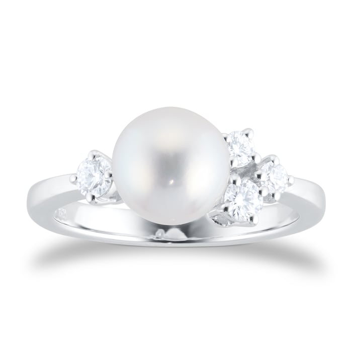 Mikimoto Classic Elegance 7.75mm Akoya Pearl & 0.21ct Diamond Ring