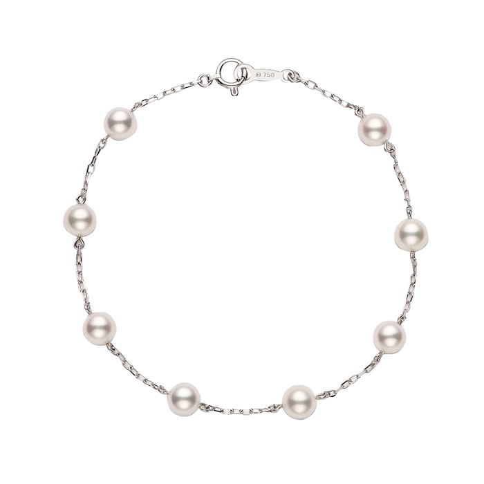 Mikimoto 18k White Gold Akoya Cultured Pearl Bracelet 18cm