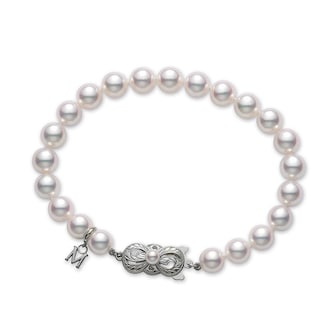 Mikimoto 18K White Gold Akoya Cultured Pearl Bracelet