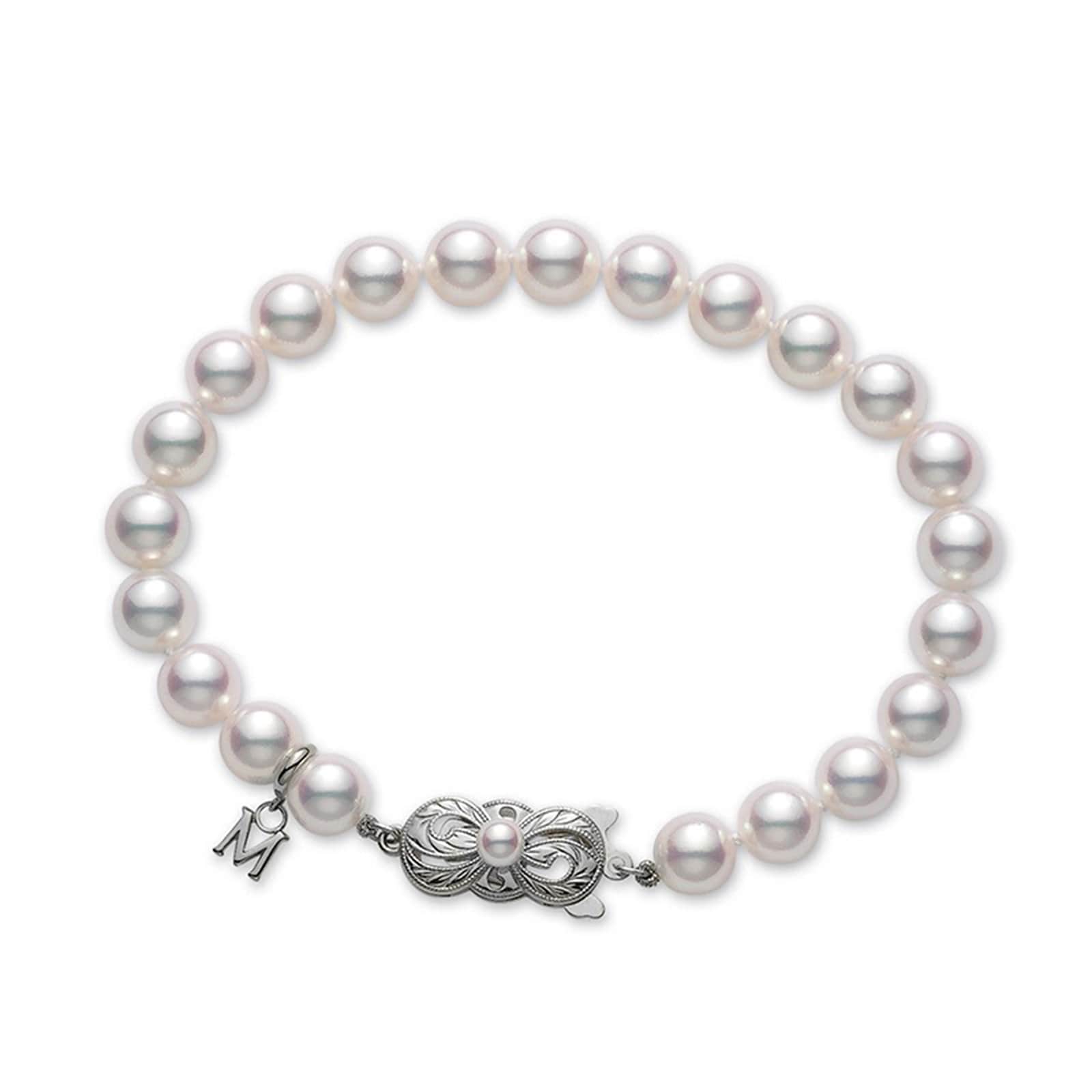 Mikimoto 18K White Gold Akoya Cultured Pearl Bracelet