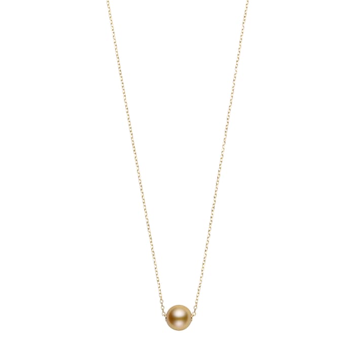 Mikimoto 18K Yellow Gold Golden South Sea Cultured Single Pearl Pendant Necklace