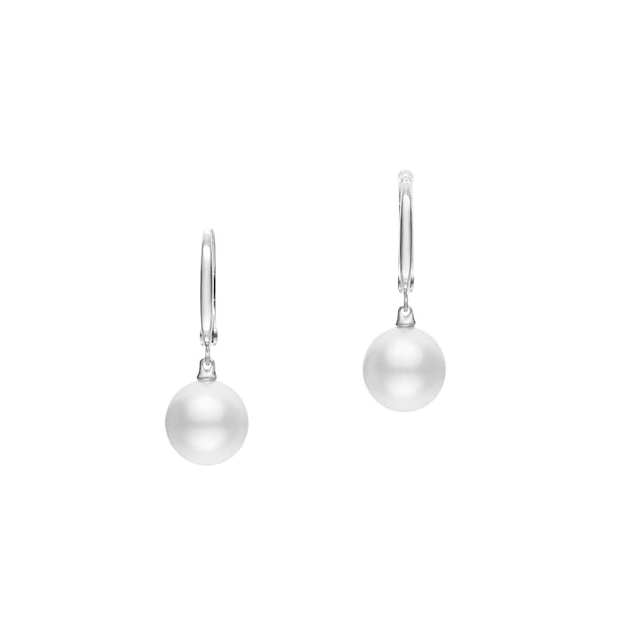 Mikimoto 18K White Gold White South Sea Cultured Pearl Drop Earrings