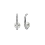 Mikimoto 18K White Gold Akoya Pearl & Diamond Earrings