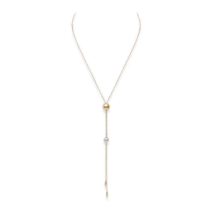 Mikimoto 18k Yellow Gold 0.07cttw Diamond and Akoya Pearl Pendant