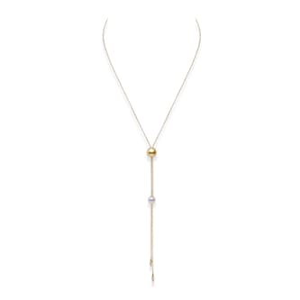 Mikimoto 18k Yellow Gold 0.07cttw Diamond and Akoya Pearl Pendant