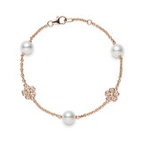 Mikimoto 18k Rose Gold 0.23cttw Diamond and Akoya Pearl Cherry Blossom Bracelet