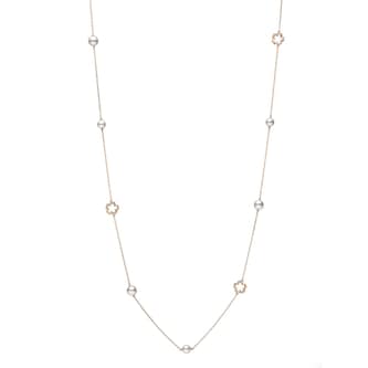 Mikimoto 18k Rose Gold Diamond and Cultured Akoya Pearl Long Necklace Mikimoto 18k Rose Gold Diamond and Cultured Akoya Pearl Long Necklace