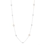 Mikimoto 18k Rose Gold Diamond and Cultured Akoya Pearl Long Necklace