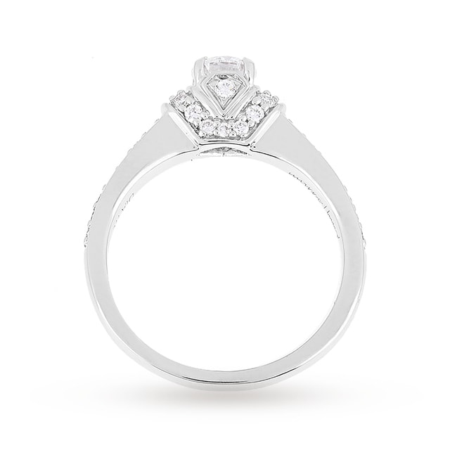 Jenny Packham Oval Cut 0.45 Carat Total Weight Diamond Art Deco Style Ring In 18 Carat White Gold - Ring Size I
