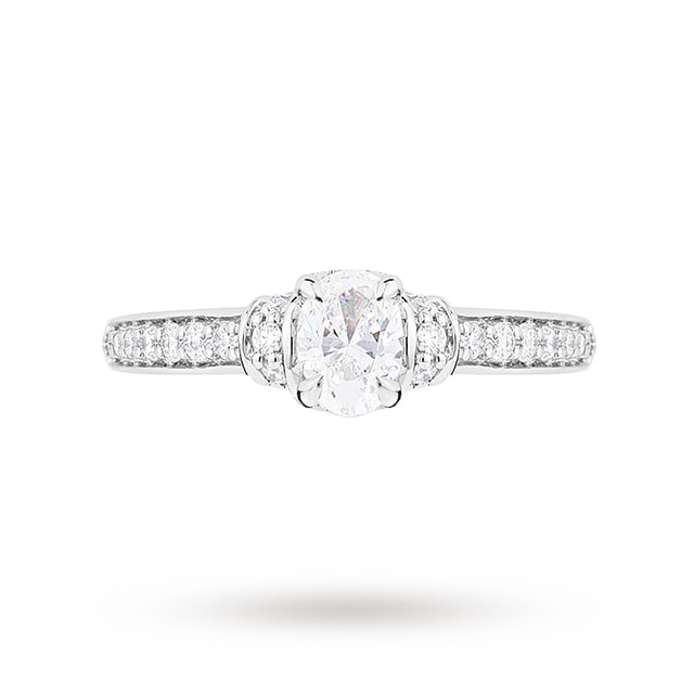 Jenny Packham Oval Cut 0.85 Carat Total Weight Diamond Art Deco Style Ring in 18 Carat White Gold - Ring Size I