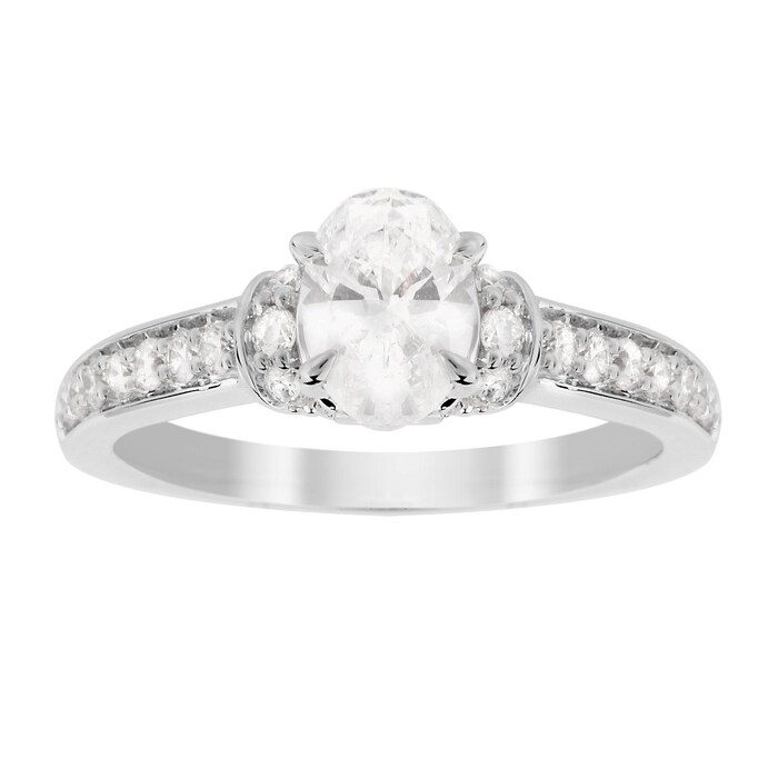 Jenny Packham Oval Cut 1.14 Carat Total Weight Diamond Art Deco Style Ring In 18 Carat White Gold