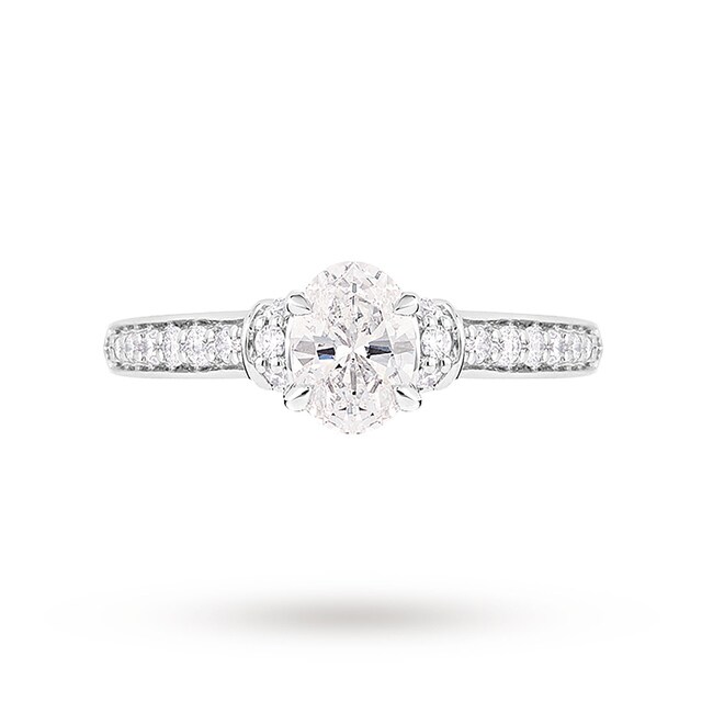 Jenny Packham Oval Cut 1.14 Carat Total Weight Diamond Art Deco Style Ring In 18 Carat White Gold