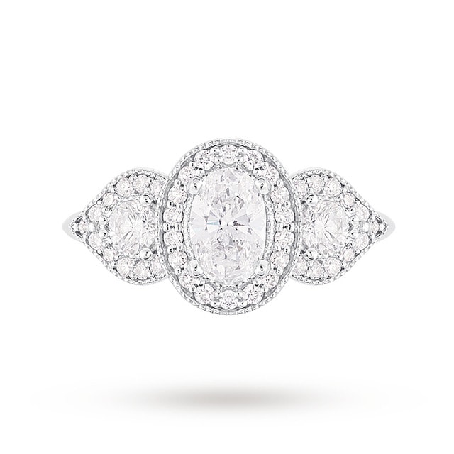 Jenny Packham 18ct White Gold Three Stone Brilliant Cut 0.95cttw Diamond Art Deco Style Ring