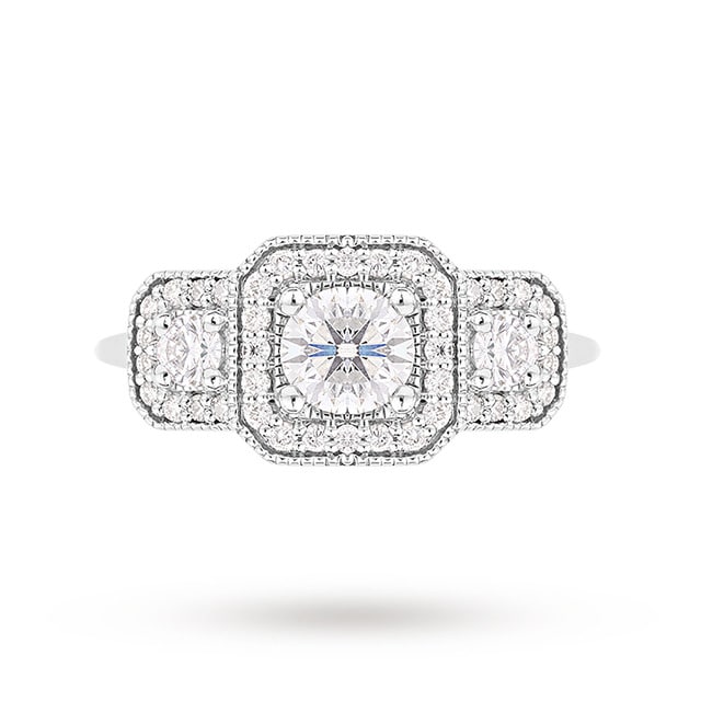 Jenny Packham 18ct White Gold Three Stone Brilliant Cut 0.95cttw Diamond Square Art Deco Style Ring Jenny Packham 18ct White Gold Three Stone Brilliant Cut 0.95cttw Diamond Square Art Deco Style Ring