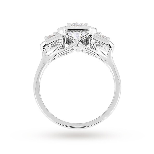 Jenny Packham 18ct White Gold Three Stone Brilliant Cut 0.95cttw Diamond Square Art Deco Style Ring Jenny Packham 18ct White Gold Three Stone Brilliant Cut 0.95cttw Diamond Square Art Deco Style Ring