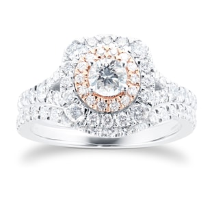 Jenny Packham 18ct White & Rose Gold Brilliant Cut 1.18cttw Bridal Set