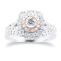 37410025 - 18ct White & Rose Gold Brilliant Cut 1.18cttw Bridal Set