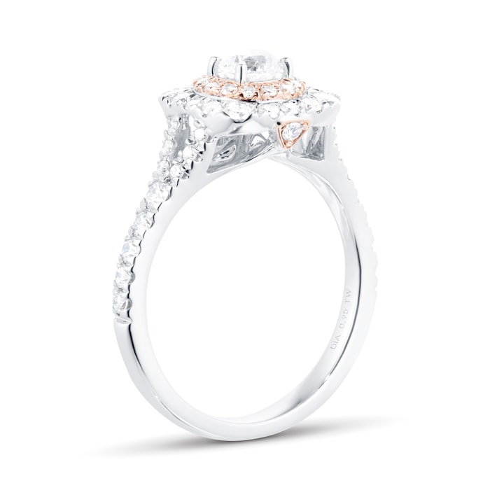 Jenny Packham Brilliant Cut 1.18 Carat Total Weight Bridal Set In 18 Carat White And Rose Gold - Ring Size N