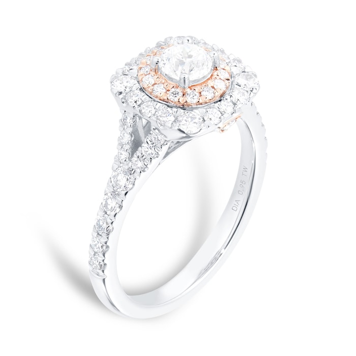 Jenny Packham Brilliant Cut 1.18 Carat Total Weight Bridal Set In 18 Carat White And Rose Gold - Ring Size J