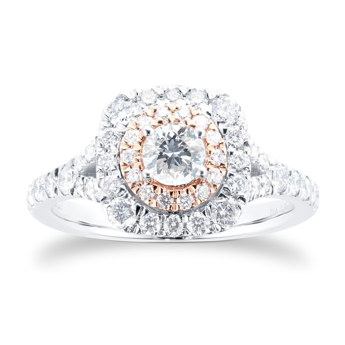 Jenny Packham Brilliant Cut 1.18 Carat Total Weight Bridal Set In 18 Carat White And Rose Gold - Ring Size J