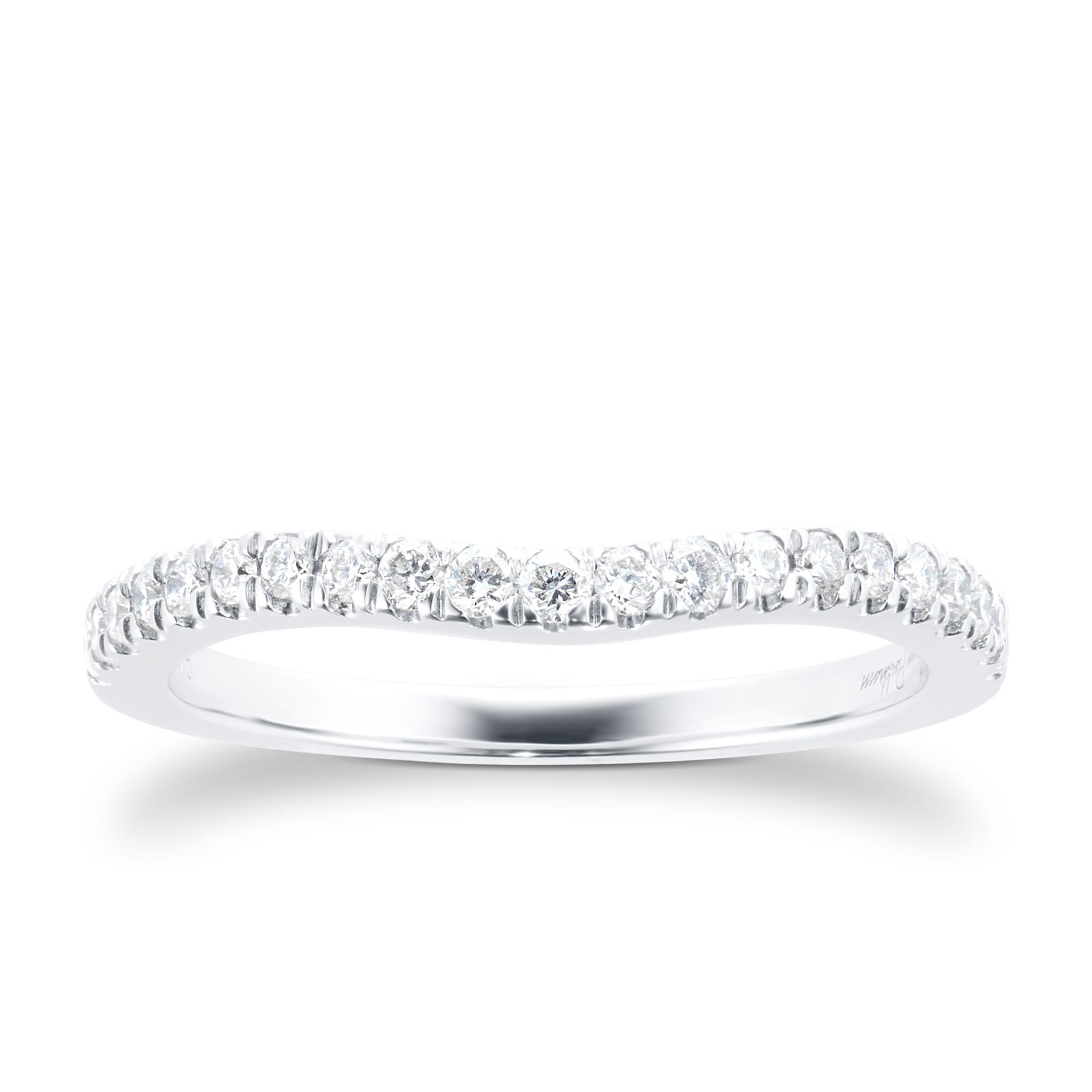 Brilliant Cut 0.23 Carat Total Weight Contour Wedding Ring In 18 Carat White Gold - Ring Size Q