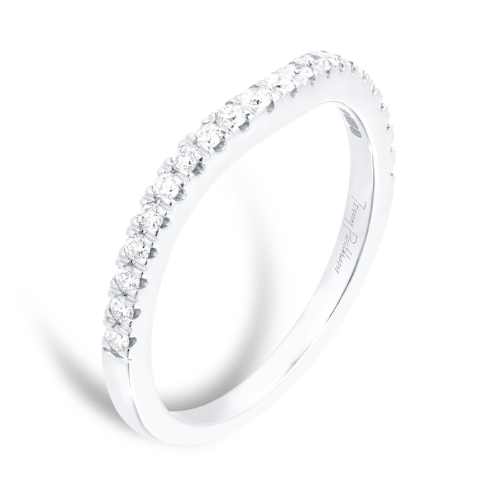 Jenny Packham Brilliant Cut 0.23 Carat Total Weight Contour Wedding Ring In 18 Carat White Gold - Ring Size K