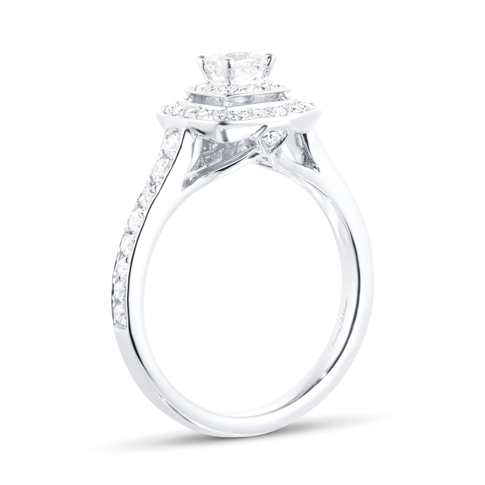 Jenny Packham 18ct White Gold Cushion Cut 0.70cttw Double Halo Diamond Ring Jenny Packham 18ct White Gold Cushion Cut 0.70cttw Double Halo Diamond Ring